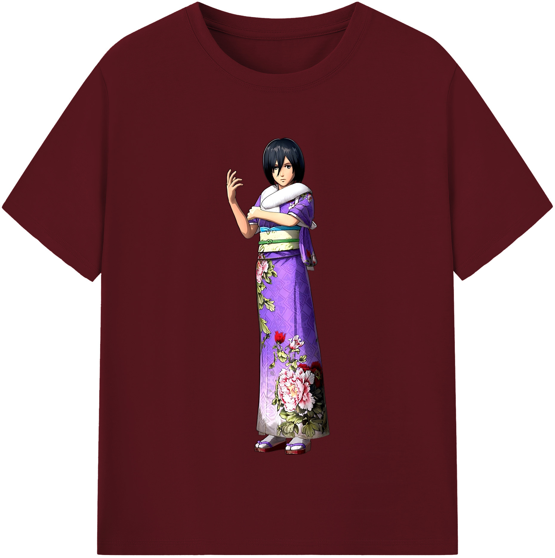 （画像用） 進撃の巨人 ミカサ·アッカーマン Attack on Titan Mikasa Ackerman 綿100％半袖Tシャツ（フロントプリント）
